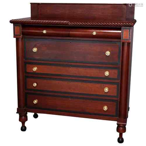 Mahogany Wood Chest Queen Anne