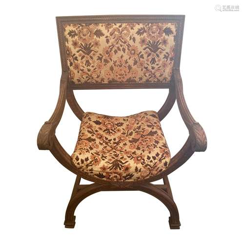 Walnut Wood And Upholstery ArmChair French