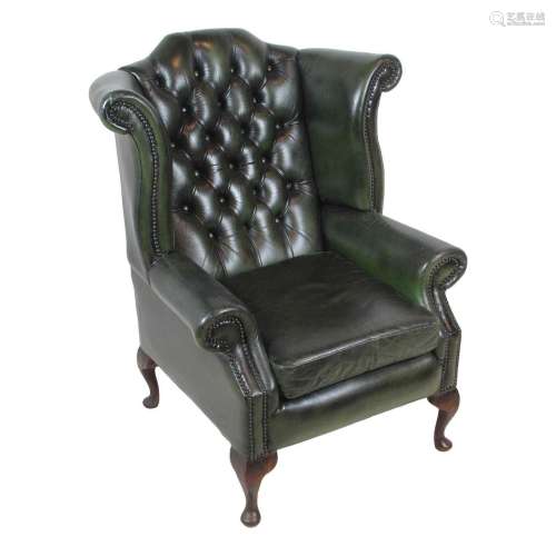 Green Leather Wingback Chair English