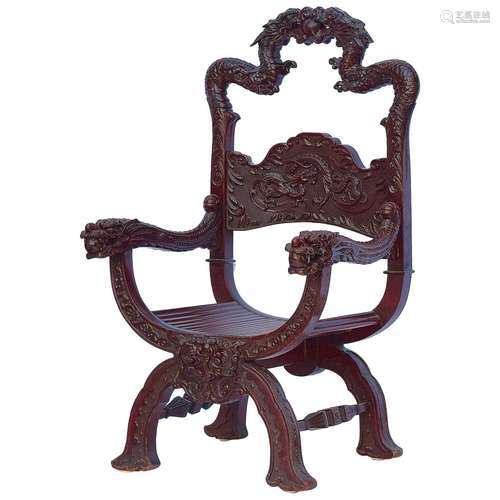 Chinese Elm Wood ArmChair Pair Qing