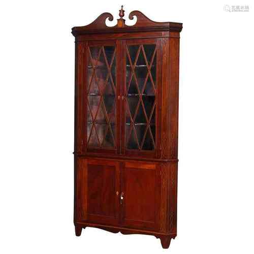 Mahogany Wood And Glass Cabinet American