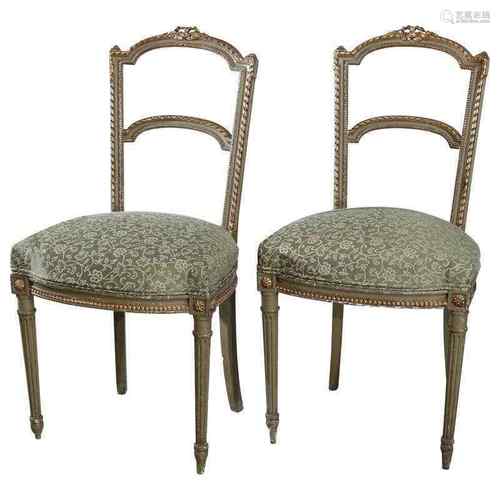 Giltwood And Needle knitted Side Chair Pair Louis XVI