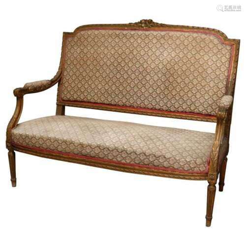 Giltwood And Upholstered Couple Seat Louis XVI