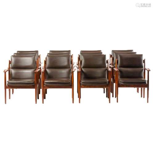 Rosewood And Leather ArmChair Set