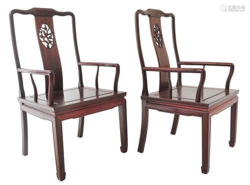 Chinese Rosewood ArmChair Pair Qing