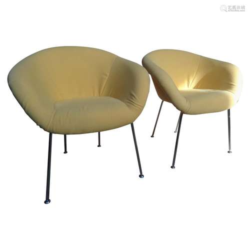 Metal And Fabric Chair Pair Herman Miller