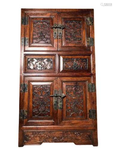Chinese Huanghuali Wood Cabinet Qing