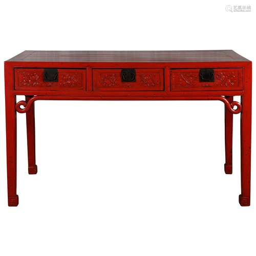 Chinese Lacquer Wood Desk Table Qing