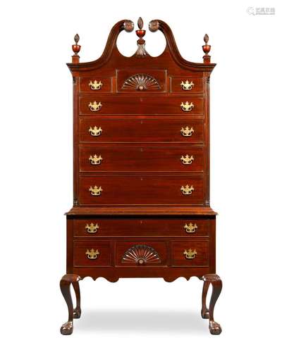 Mahogany Wood And Brass Highboy Queen Anne