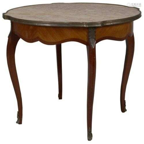 Mahogany Wood And Marble Table Louis XVI