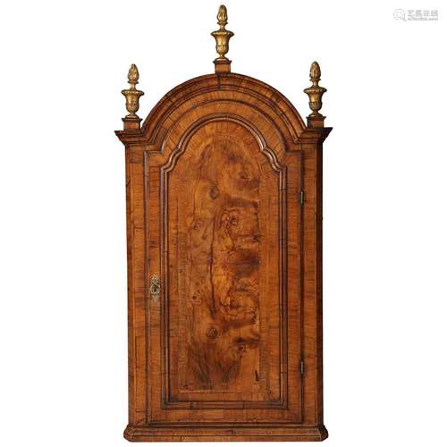 Walnut Wood And Brass Cupboard Queen Anne