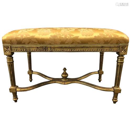 Gilt Wood And Upholstery Bench