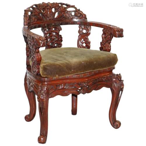 Chinese Elm Wood ArmChair Qing