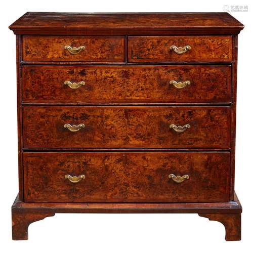 Veneer Wood And Brass Chest Queen Anne