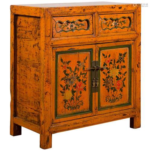 Chinese Lacquer Wood Painted Cabinet Qing