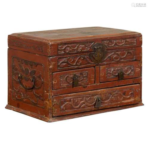 Chinese Hardwood Jewelry Box Qing