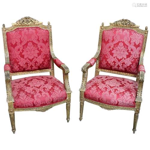 Gilt Wood ArmChair Pair