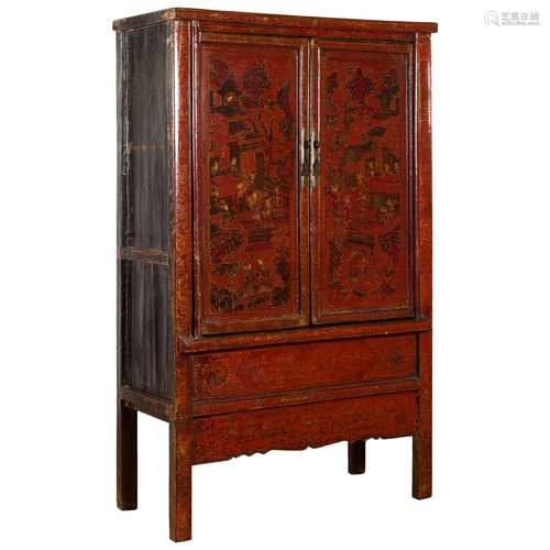 Chinese Wood Painted Cabinet Qing