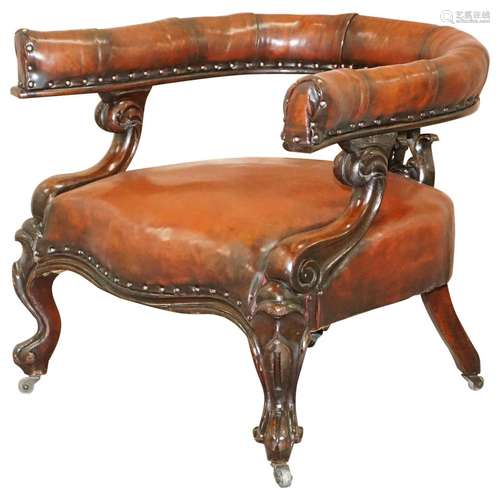 Walnut Wood And Leather ArmChair English