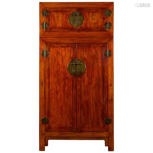 Chinese Elm Wood And Bronze Cabinet Qing