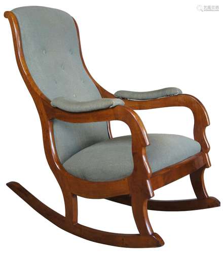 Mahogany Wood And Upholstery Rocking Chair