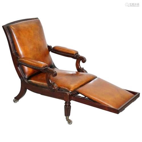 Mahogany Wood And Leather Armchair Stool William IV