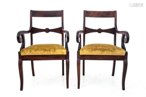 Walnut Wood And Velvet ArmChair Pair