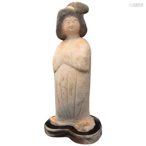 Chinese Pottery Painted Lady Figure