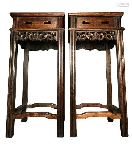 Chinese Huanghuali Wood Stands Pair Qing