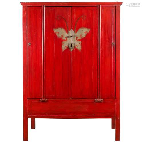 Chinese Lacquere Wood And Bronze Cabinet Qing