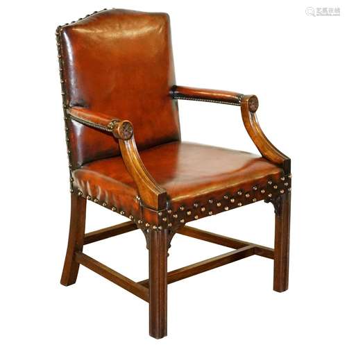 Walnut Wood And Leather ArmChair English