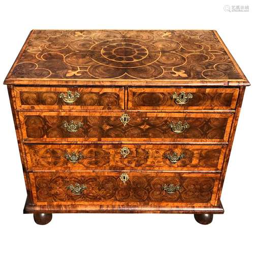 Walnut Wood And Brass Chest William And Mary