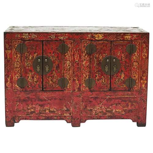 Chinese Lacquer Wood And Bronze Sideboard Qing