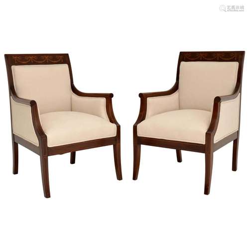 Mahogany Wood ArmChair Pair Swedish