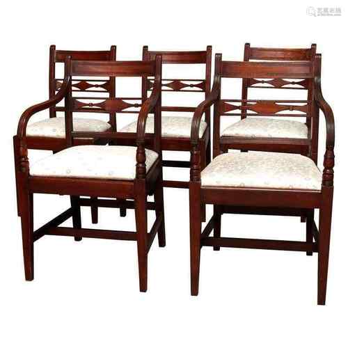 Mahogany Wood Dining Chair Set Queen Anne