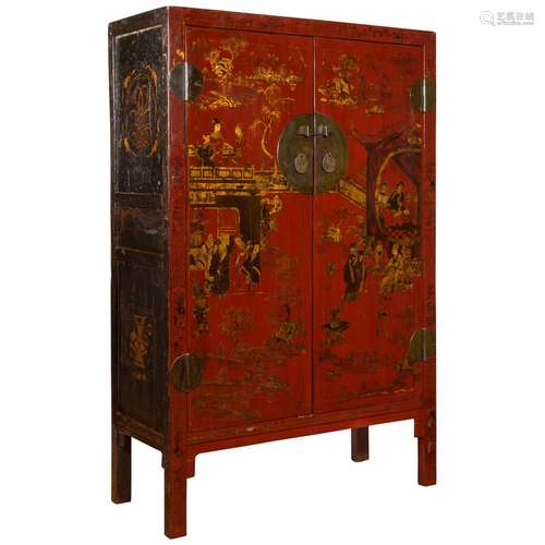 Chinese Lacquer Wood Cabinet Qing