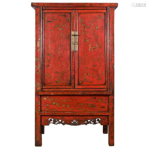 Chinese Lacquer Wood Gilt Cabinet Qing