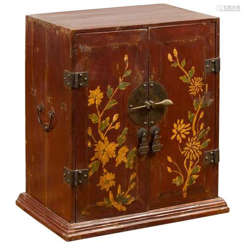 Chinese Elm Wood And Bronze Cabinet Qing