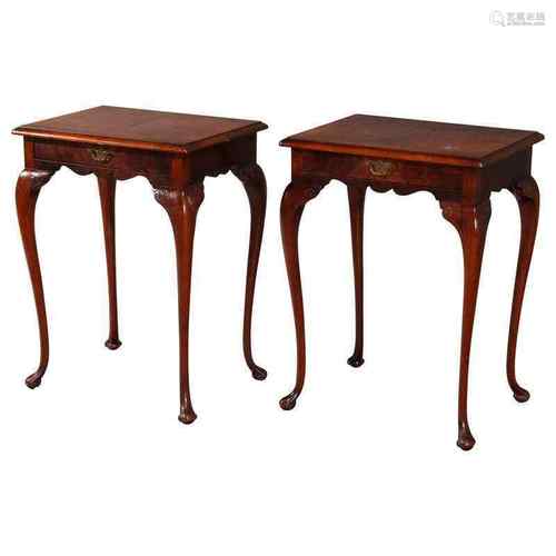 Mahogany Wood Table Pair Louis XV