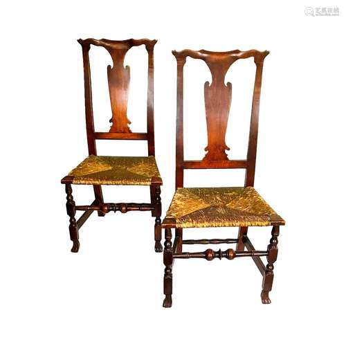 Walnut Wood Side Chair Queen Anne