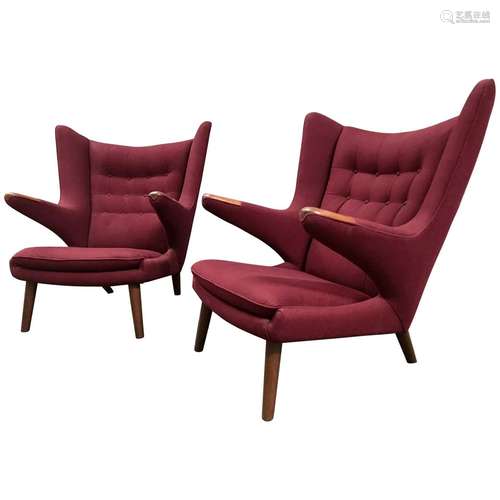 Rosewood And Fabric Papa Bear Chairs