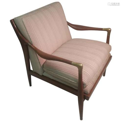 Walnut Wood And Fabric ArmChair Amercian