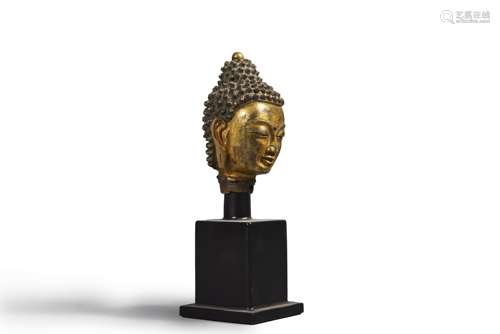 A gilding copper buddha head