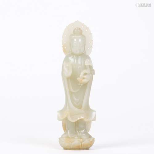 A White Jade Figure of Guanyin