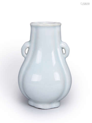 A celadon glazed porcelain double-eared vase