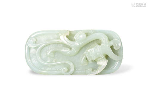 A dragon carved white jade ornament