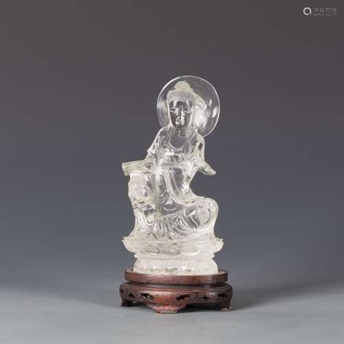A CHINESE ANTIQUE CRYSTAL GUANYIN
