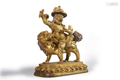 A gilding copper buddha statue