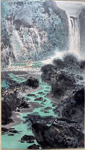 A Chinese landscape painting, Yaming mark