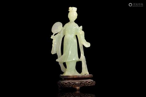 A ross quartz carved female figure